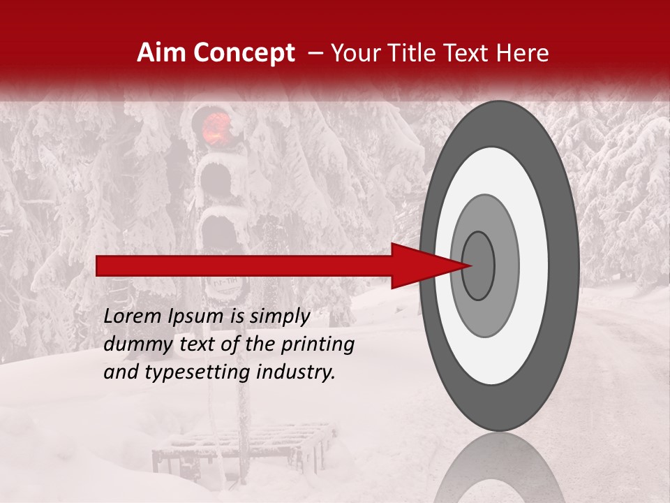 A Stop Light On A Snowy Road With Trees In The Background PowerPoint Template