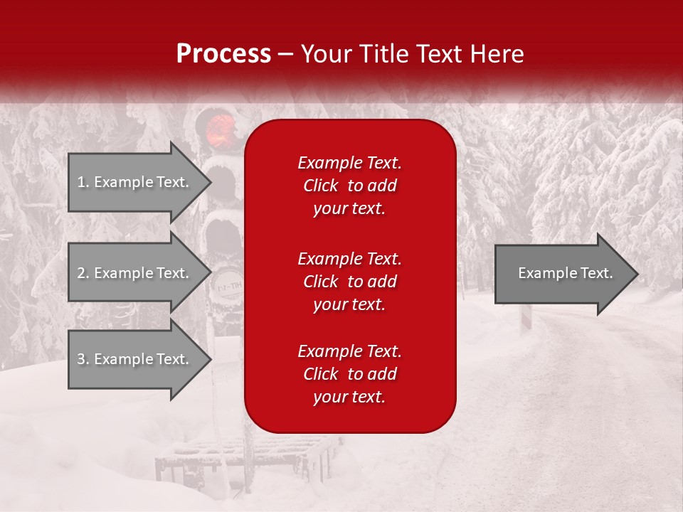A Stop Light On A Snowy Road With Trees In The Background PowerPoint Template