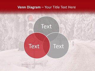 A Stop Light On A Snowy Road With Trees In The Background PowerPoint Template