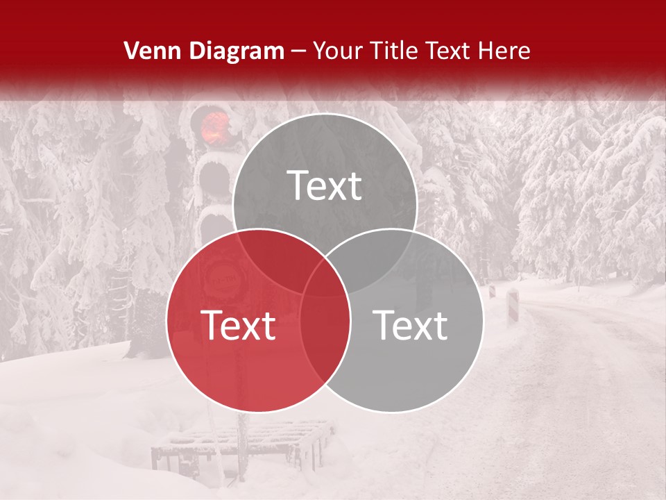 A Stop Light On A Snowy Road With Trees In The Background PowerPoint Template
