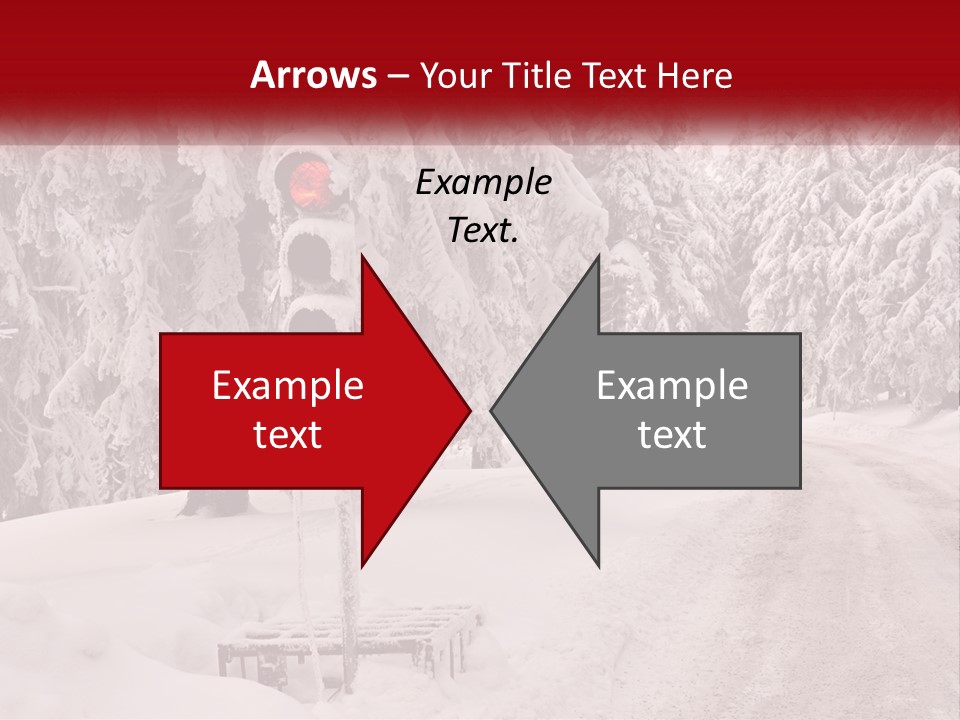 A Stop Light On A Snowy Road With Trees In The Background PowerPoint Template