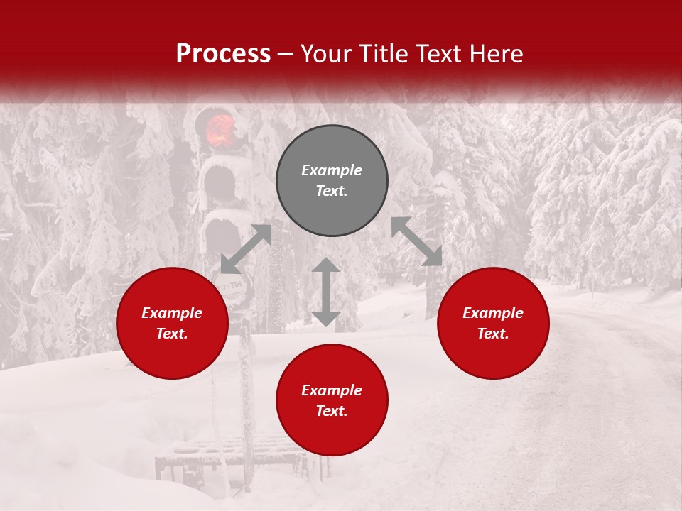 A Stop Light On A Snowy Road With Trees In The Background PowerPoint Template