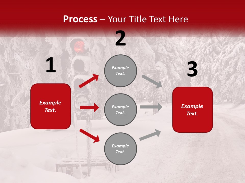 A Stop Light On A Snowy Road With Trees In The Background PowerPoint Template