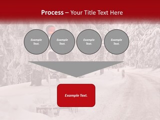 A Stop Light On A Snowy Road With Trees In The Background PowerPoint Template