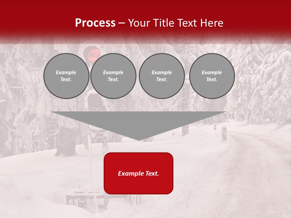 A Stop Light On A Snowy Road With Trees In The Background PowerPoint Template