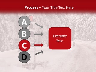 A Stop Light On A Snowy Road With Trees In The Background PowerPoint Template