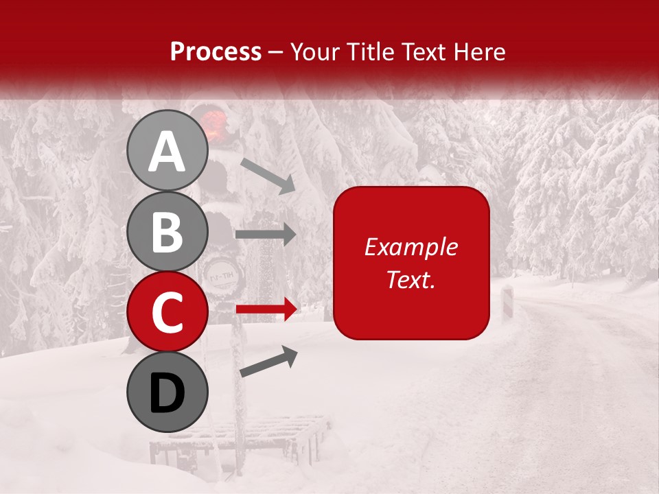 A Stop Light On A Snowy Road With Trees In The Background PowerPoint Template