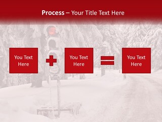 A Stop Light On A Snowy Road With Trees In The Background PowerPoint Template