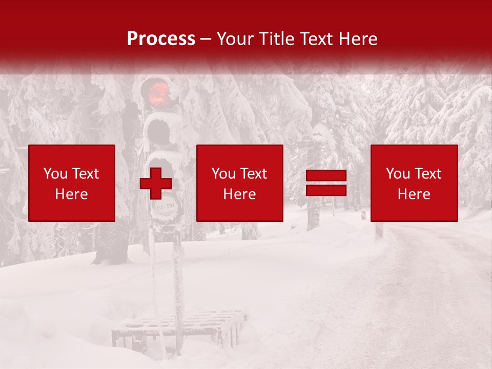 A Stop Light On A Snowy Road With Trees In The Background PowerPoint Template