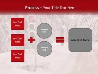 A Stop Light On A Snowy Road With Trees In The Background PowerPoint Template