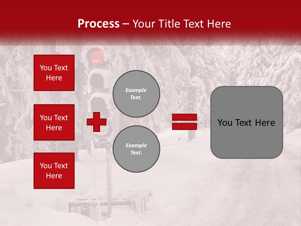 A Stop Light On A Snowy Road With Trees In The Background PowerPoint Template
