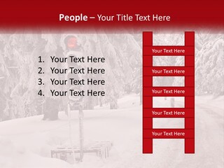A Stop Light On A Snowy Road With Trees In The Background PowerPoint Template