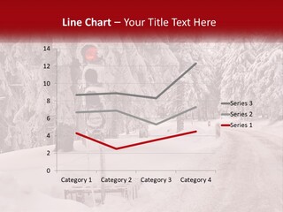 A Stop Light On A Snowy Road With Trees In The Background PowerPoint Template