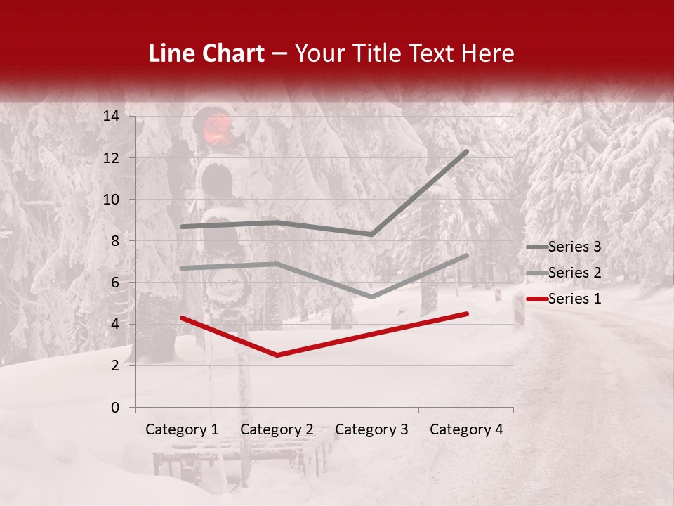 A Stop Light On A Snowy Road With Trees In The Background PowerPoint Template