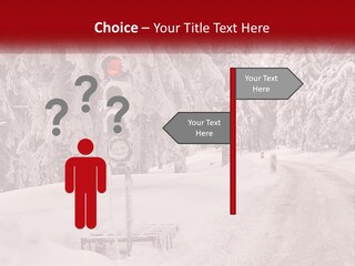 A Stop Light On A Snowy Road With Trees In The Background PowerPoint Template