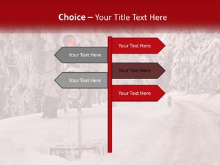 A Stop Light On A Snowy Road With Trees In The Background PowerPoint Template