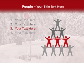 A Stop Light On A Snowy Road With Trees In The Background PowerPoint Template