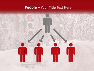 A Stop Light On A Snowy Road With Trees In The Background PowerPoint Template