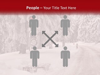 A Stop Light On A Snowy Road With Trees In The Background PowerPoint Template