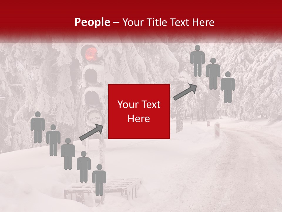 A Stop Light On A Snowy Road With Trees In The Background PowerPoint Template