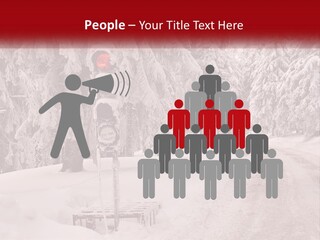 A Stop Light On A Snowy Road With Trees In The Background PowerPoint Template