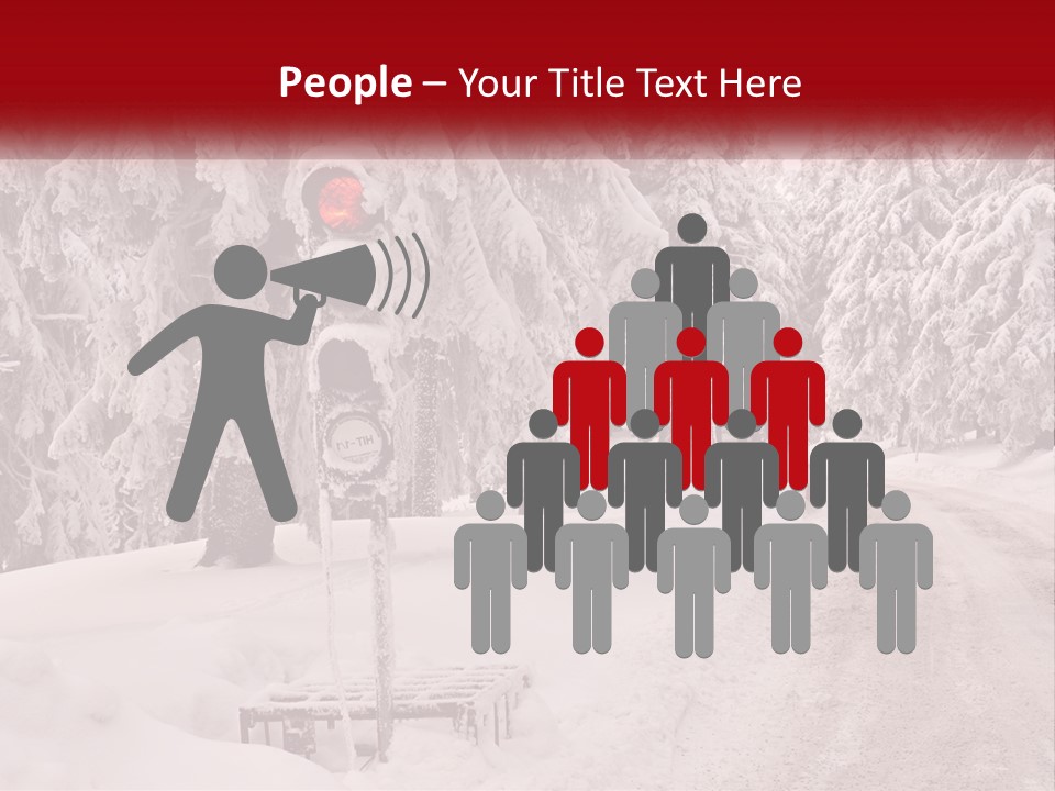 A Stop Light On A Snowy Road With Trees In The Background PowerPoint Template