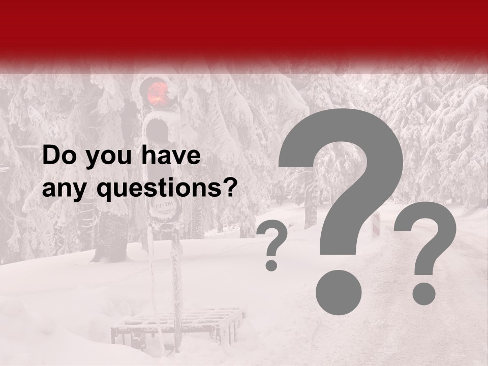 A Stop Light On A Snowy Road With Trees In The Background PowerPoint Template