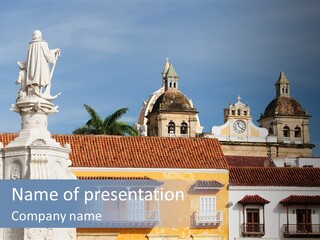 A Statue Of Jesus On Top Of A Building PowerPoint Template