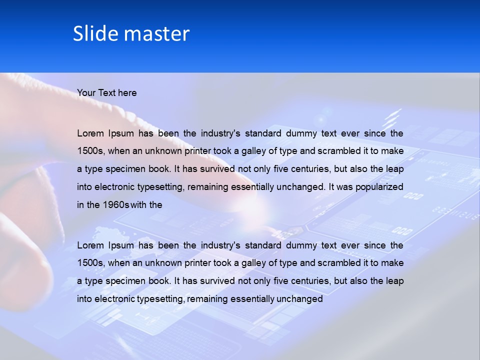 A Person Using A Tablet With A Finger On It PowerPoint Template