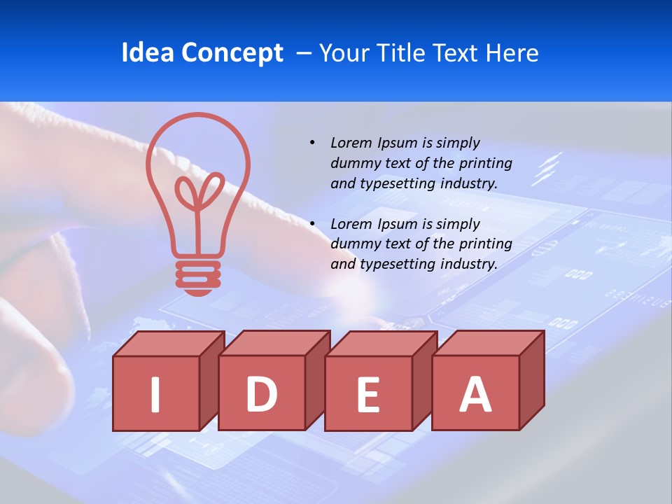 A Person Using A Tablet With A Finger On It PowerPoint Template