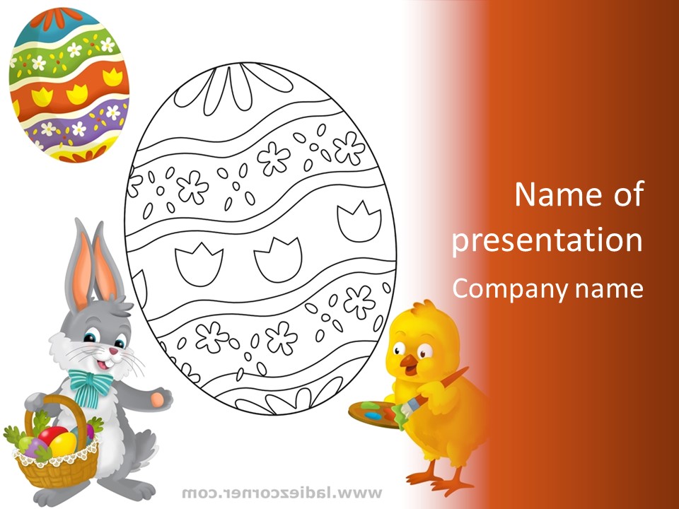 A Bunny With A Basket Of Eggs Next To An Easter Egg PowerPoint Template