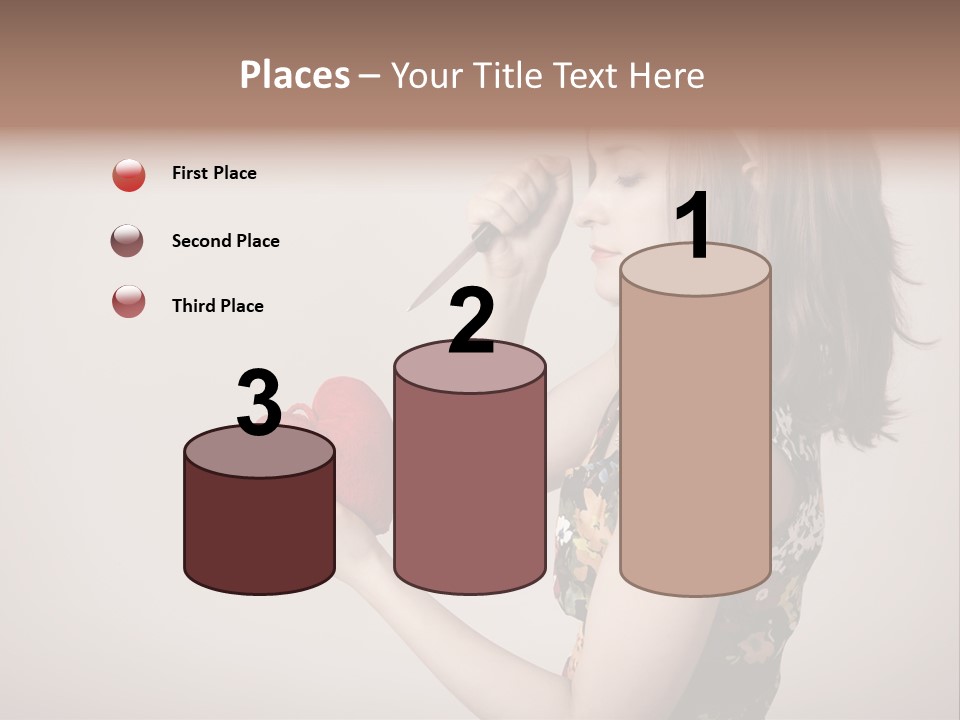 A Girl Holding A Heart With A Knife In Her Hand PowerPoint Template