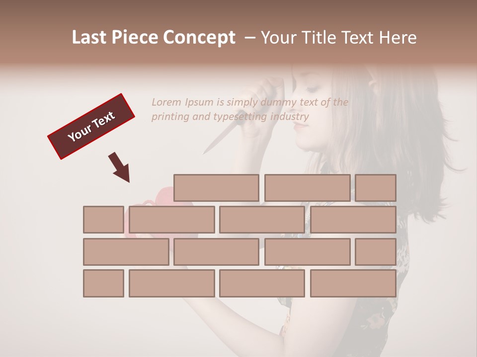 A Girl Holding A Heart With A Knife In Her Hand PowerPoint Template