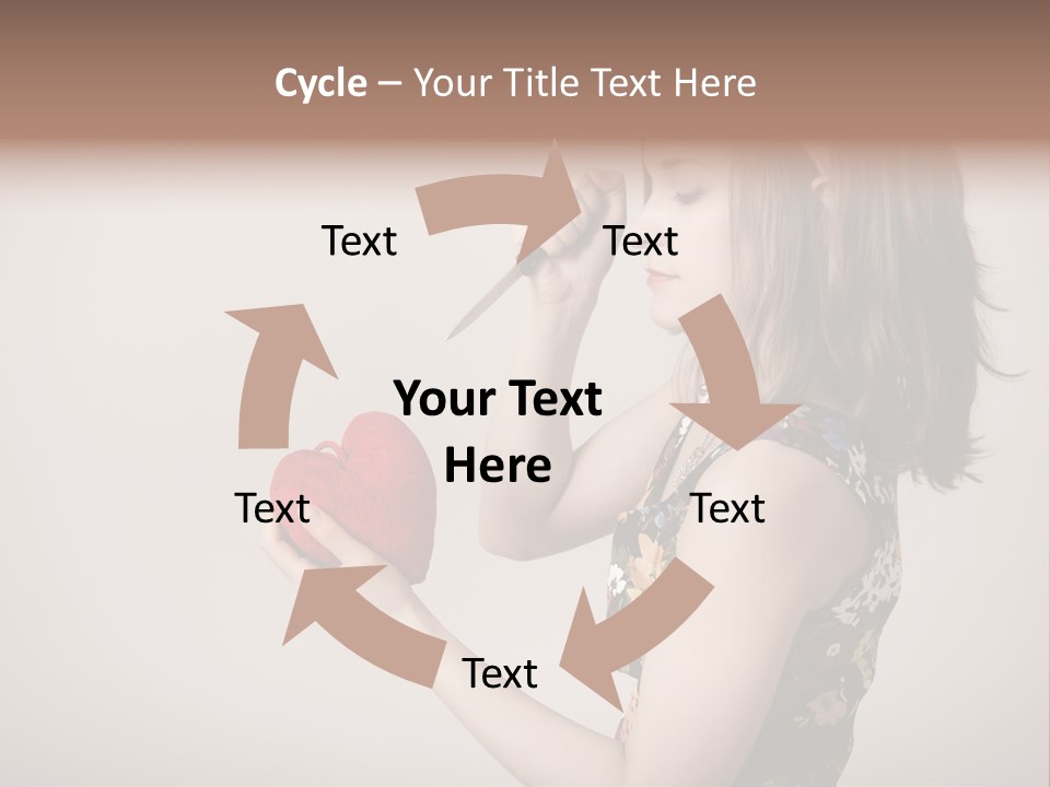 A Girl Holding A Heart With A Knife In Her Hand PowerPoint Template