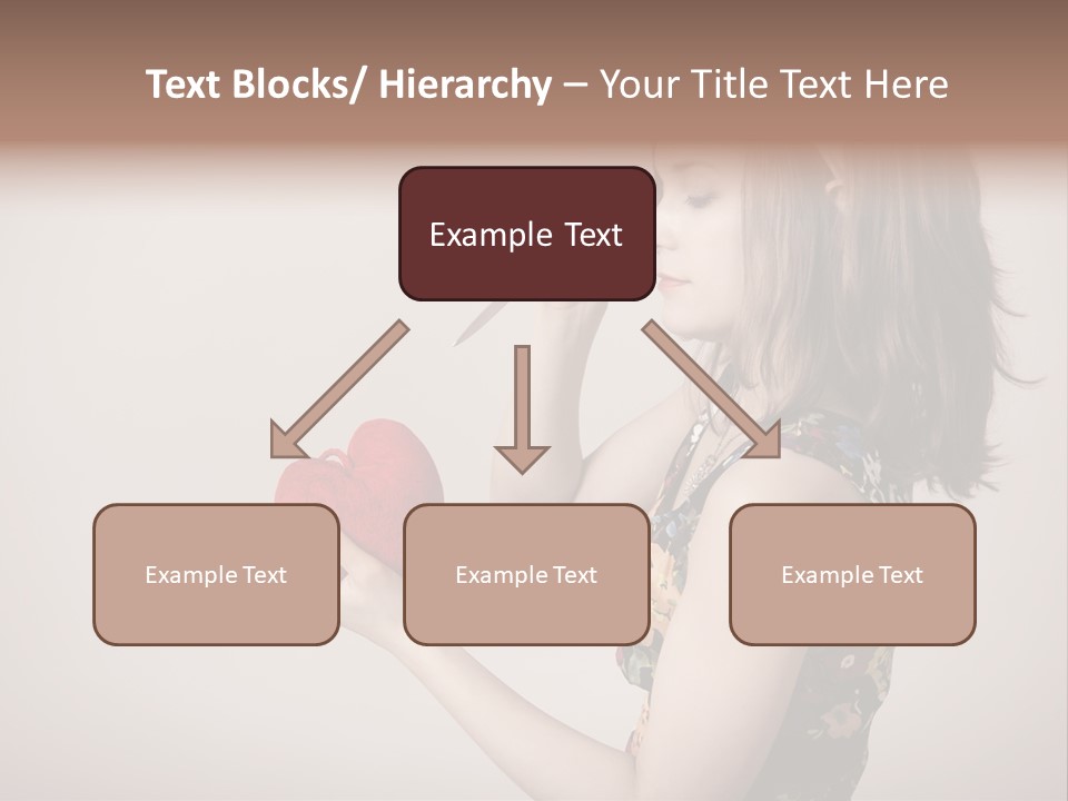 A Girl Holding A Heart With A Knife In Her Hand PowerPoint Template