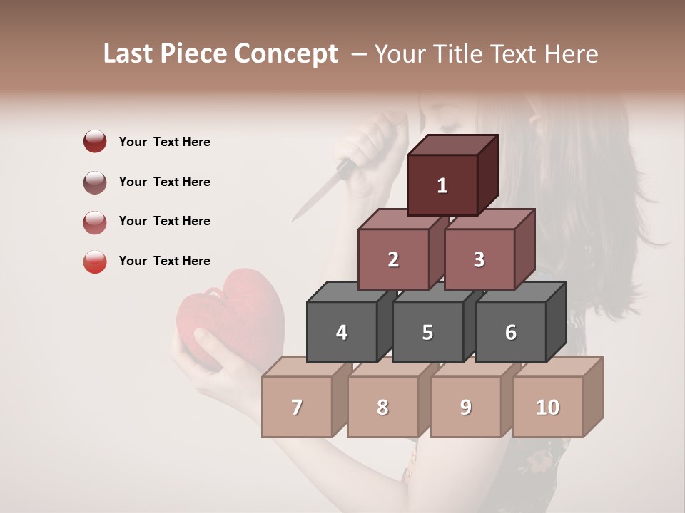 A Girl Holding A Heart With A Knife In Her Hand PowerPoint Template