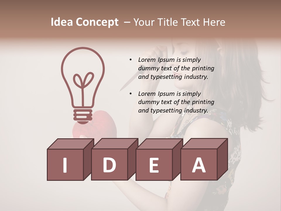 A Girl Holding A Heart With A Knife In Her Hand PowerPoint Template