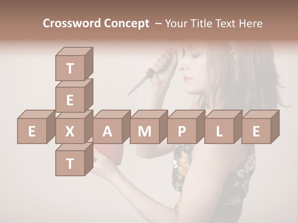 A Girl Holding A Heart With A Knife In Her Hand PowerPoint Template