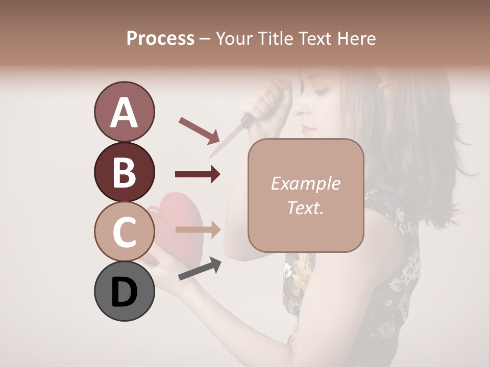 A Girl Holding A Heart With A Knife In Her Hand PowerPoint Template