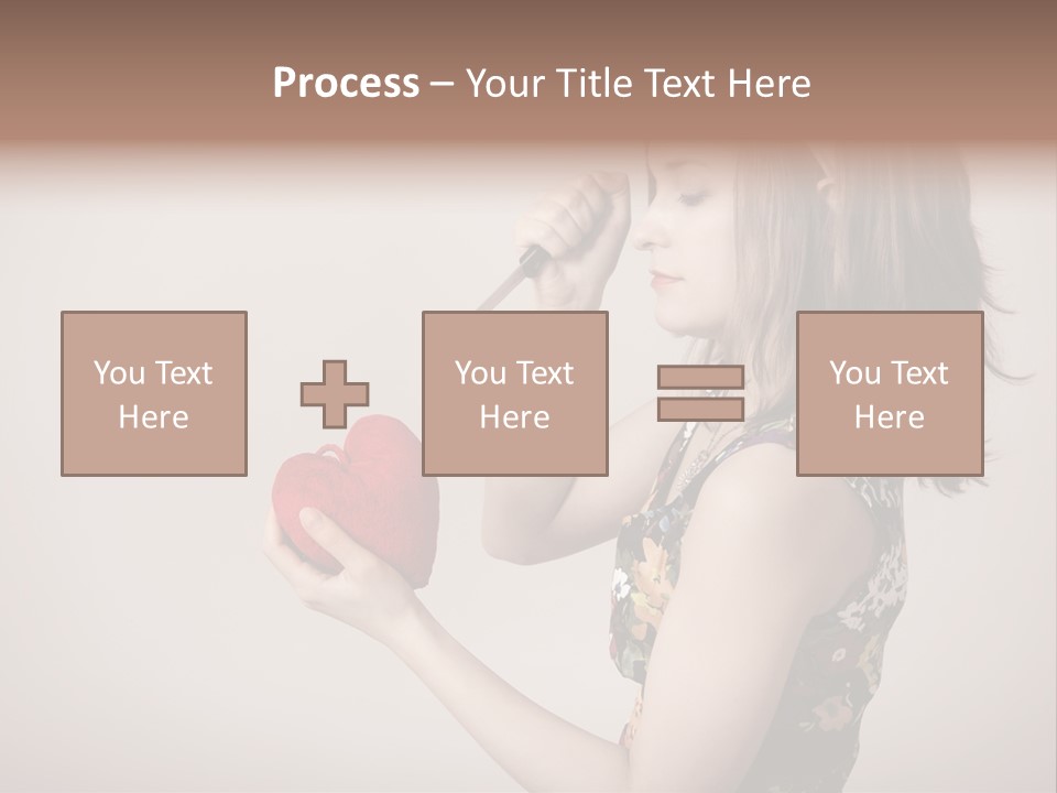 A Girl Holding A Heart With A Knife In Her Hand PowerPoint Template