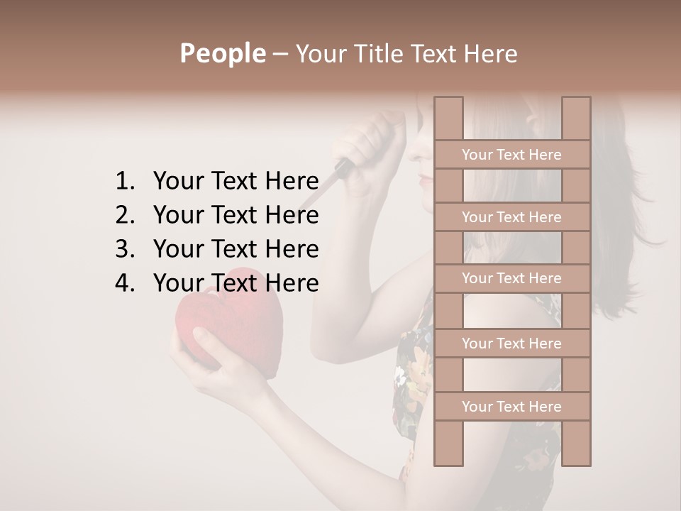 A Girl Holding A Heart With A Knife In Her Hand PowerPoint Template