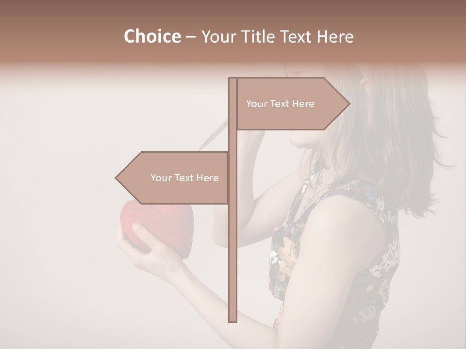 A Girl Holding A Heart With A Knife In Her Hand PowerPoint Template