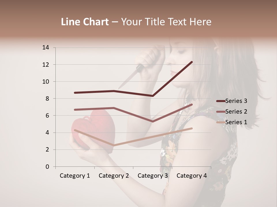 A Girl Holding A Heart With A Knife In Her Hand PowerPoint Template