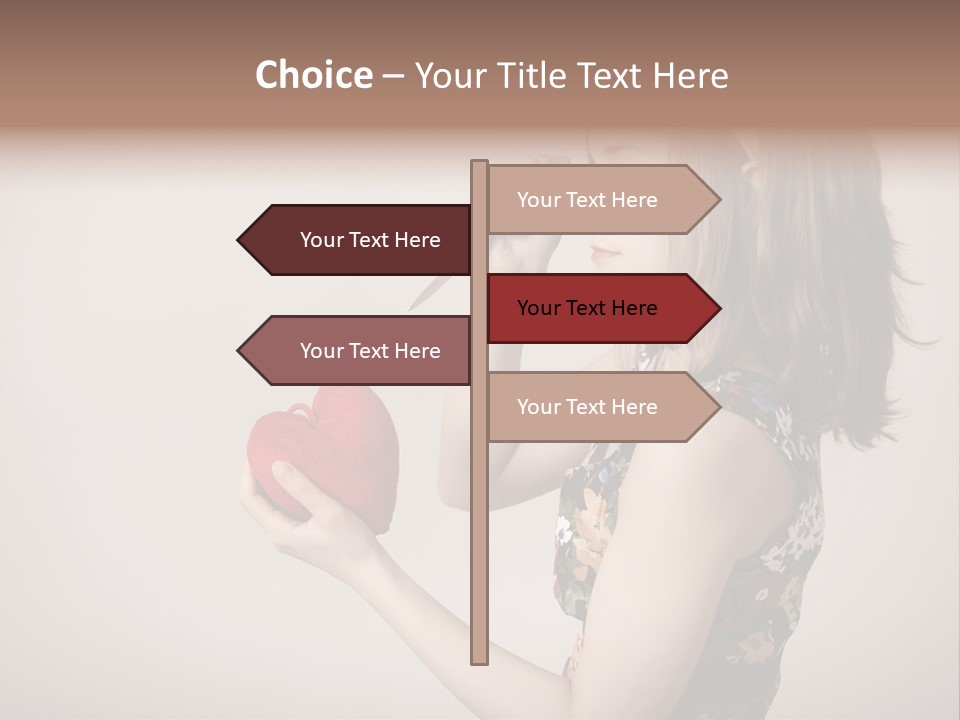 A Girl Holding A Heart With A Knife In Her Hand PowerPoint Template