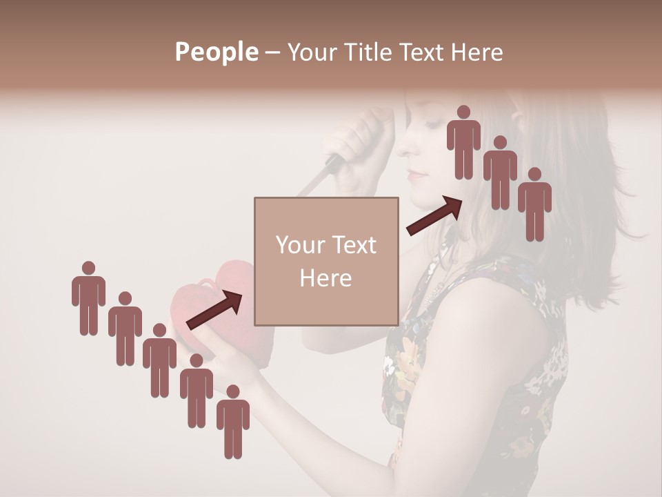 A Girl Holding A Heart With A Knife In Her Hand PowerPoint Template