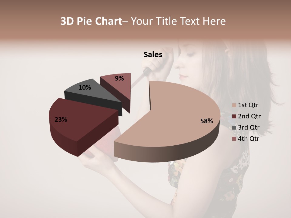 A Girl Holding A Heart With A Knife In Her Hand PowerPoint Template