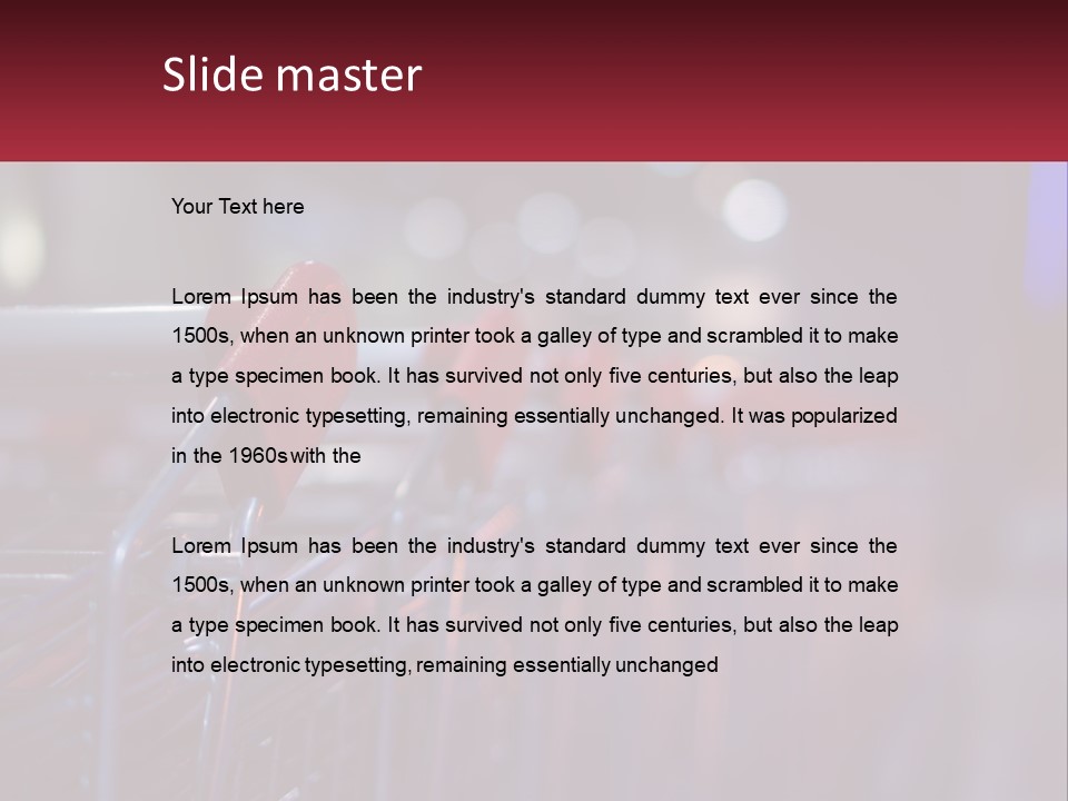 A Row Of Shopping Carts With Red Handles PowerPoint Template