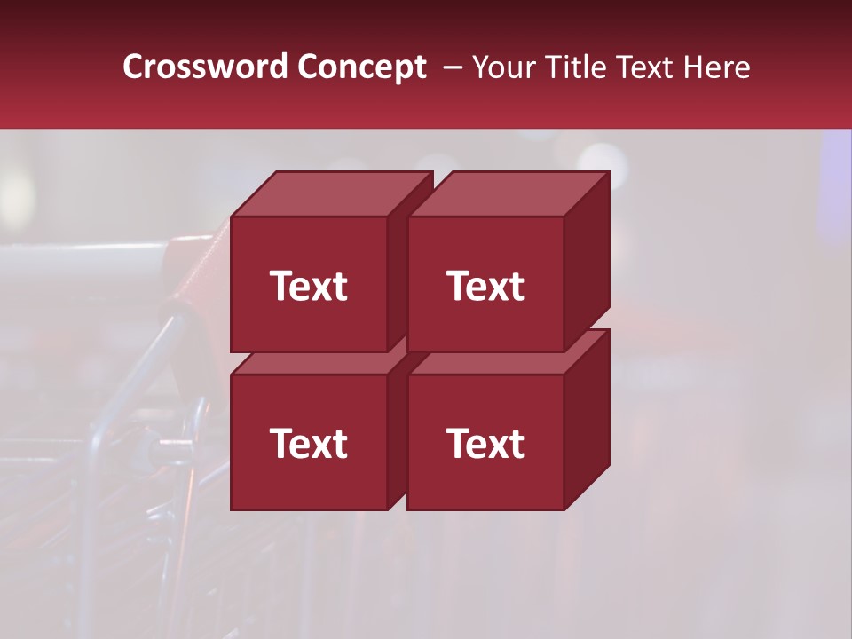 A Row Of Shopping Carts With Red Handles PowerPoint Template