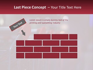 A Row Of Shopping Carts With Red Handles PowerPoint Template