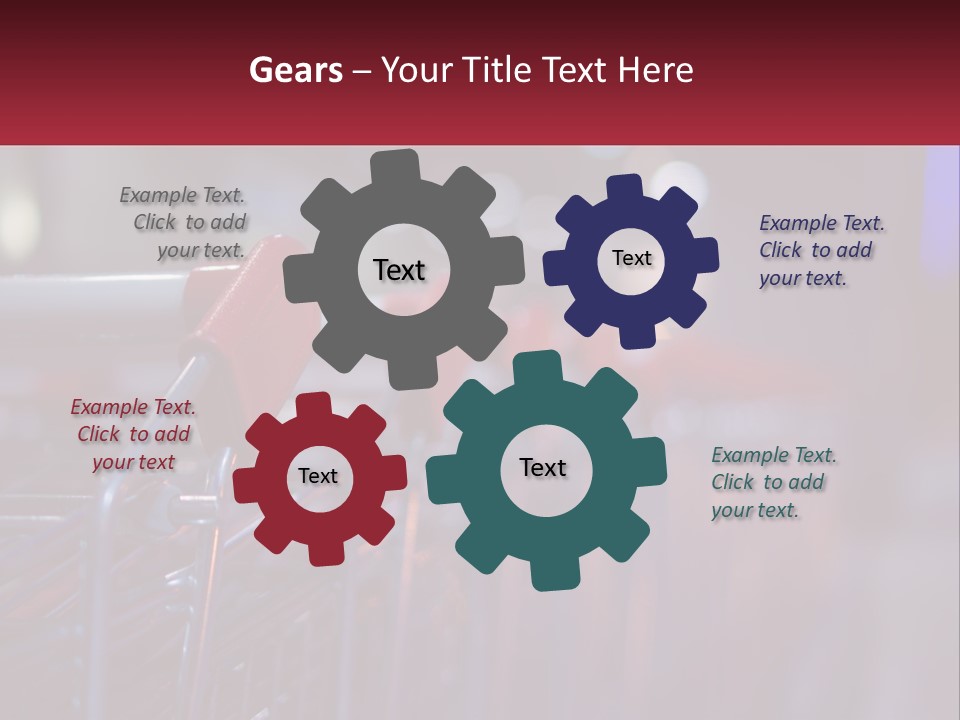 A Row Of Shopping Carts With Red Handles PowerPoint Template